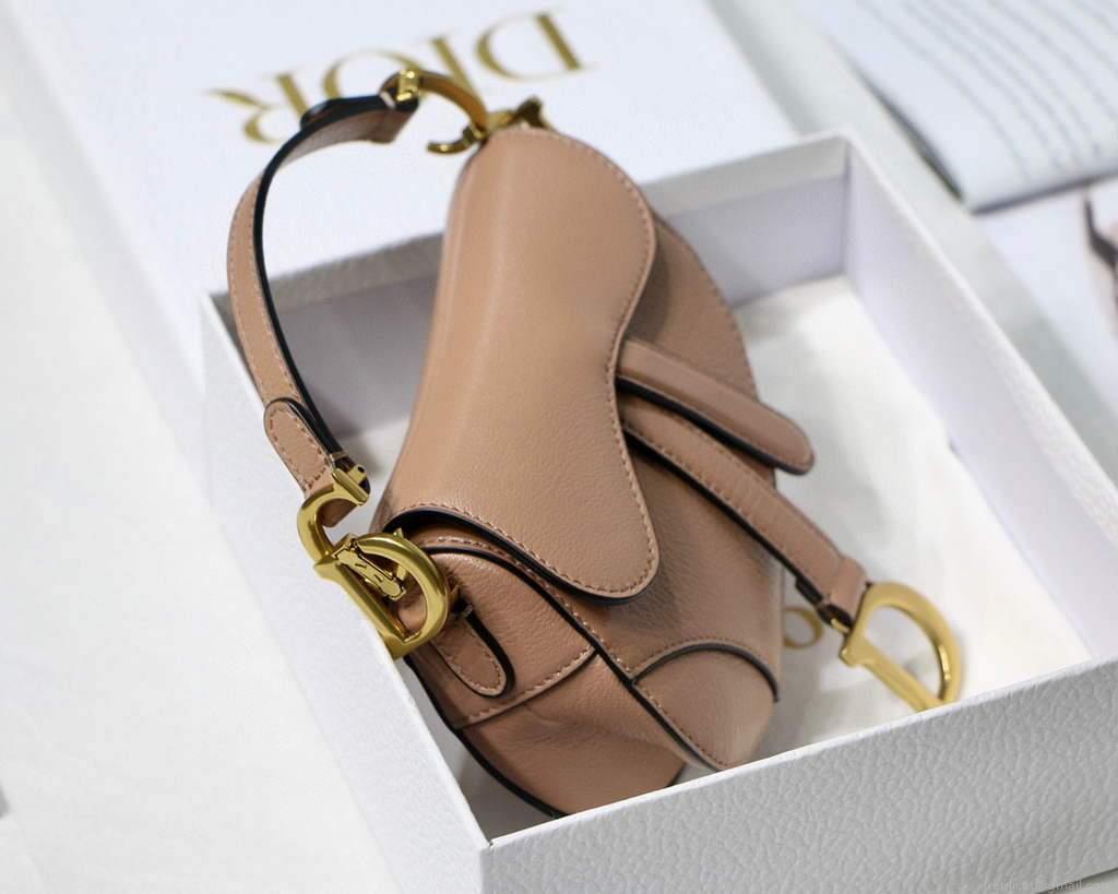 Dior M6008 Bag Saddle Super Mini Bag Cowhide Leather Light Pink