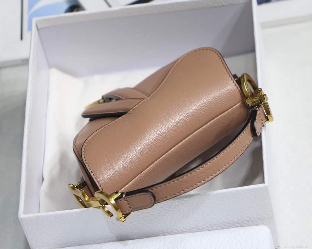 Dior M6008 Bag Saddle Super Mini Bag Cowhide Leather Light Pink