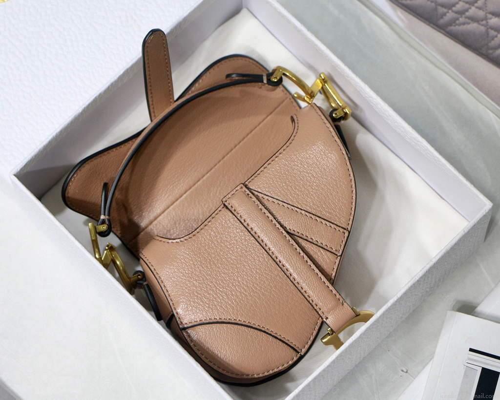Dior M6008 Bag Saddle Super Mini Bag Cowhide Leather Light Pink