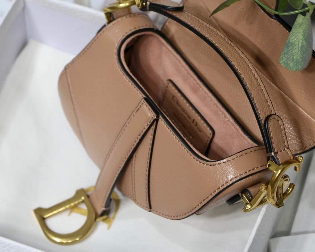 Dior M6008 Bag Saddle Super Mini Bag Cowhide Leather Light Pink