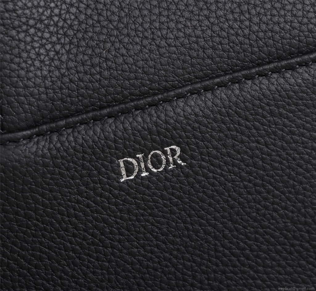 Dior 1ADPO093 Saddle Men Bag Grained Calfskin Black