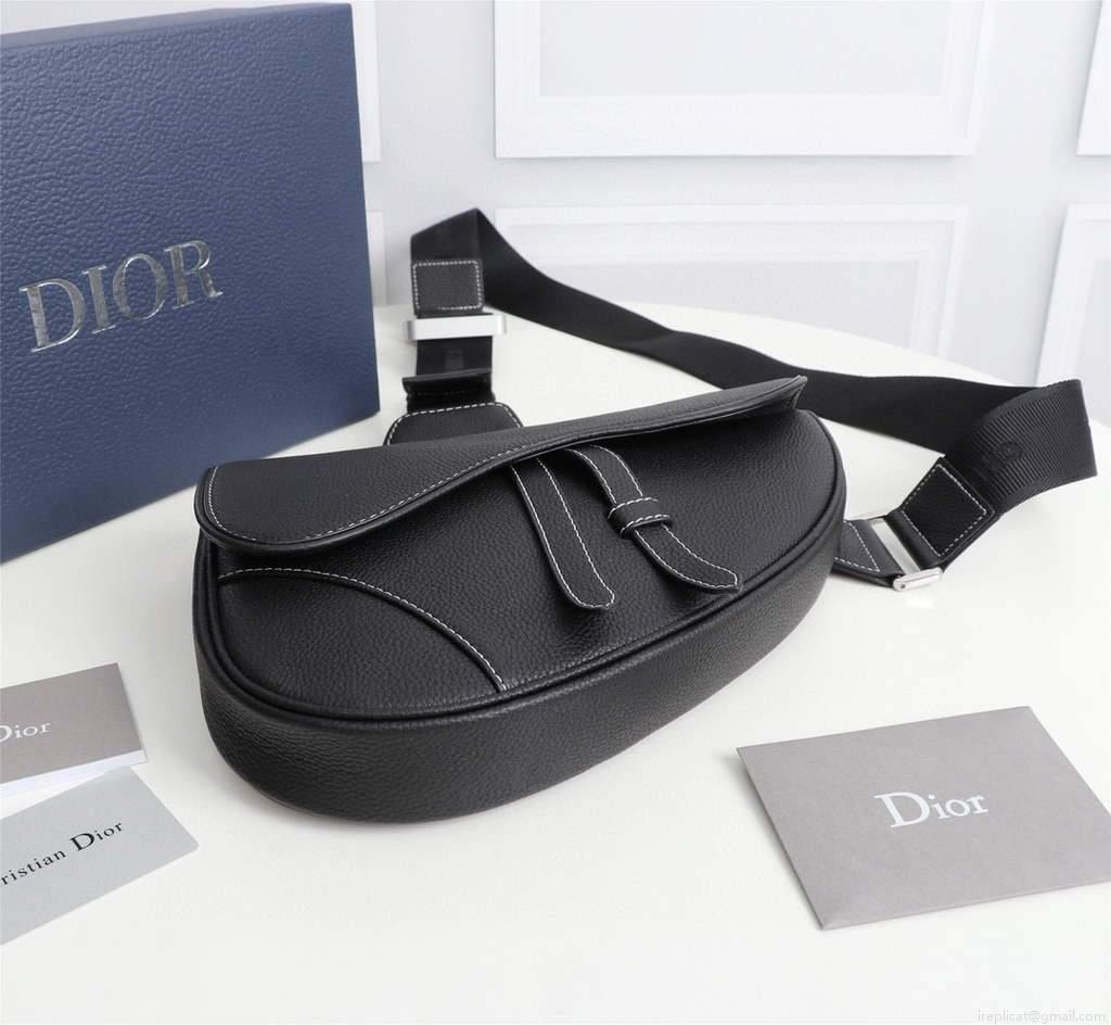 Dior 1ADPO093 Saddle Men Bag Grained Calfskin Black