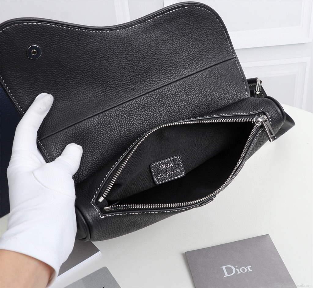 Dior 1ADPO093 Saddle Men Bag Grained Calfskin Black