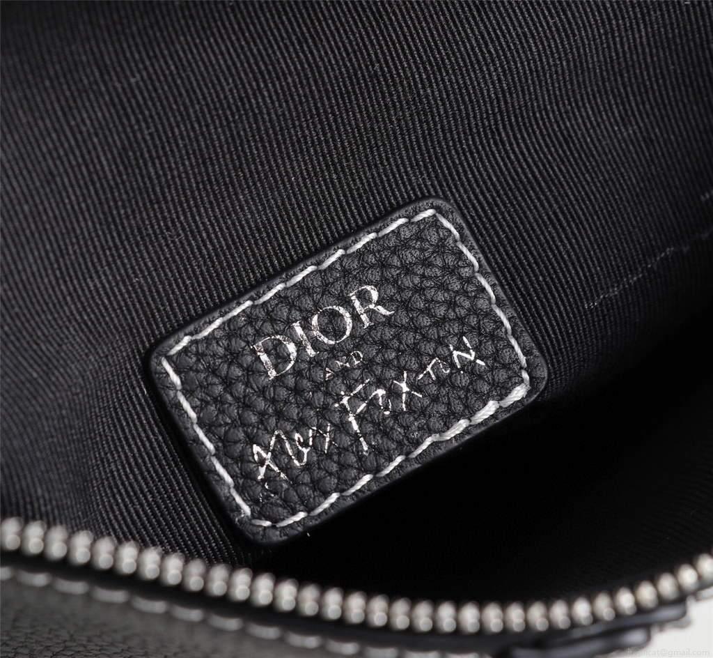 Dior 1ADPO093 Saddle Men Bag Grained Calfskin Black