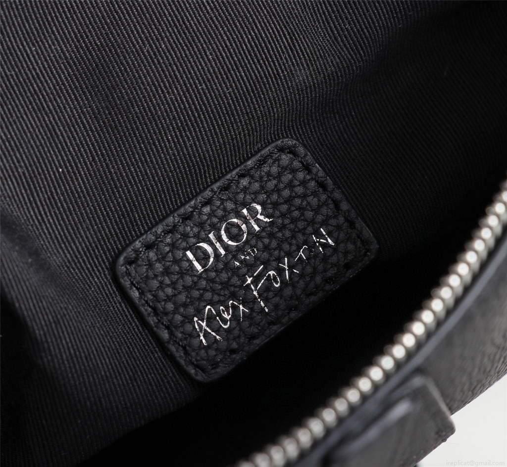 Dior 1ADPO093 Saddle Men Bag Grained Calfskin Black