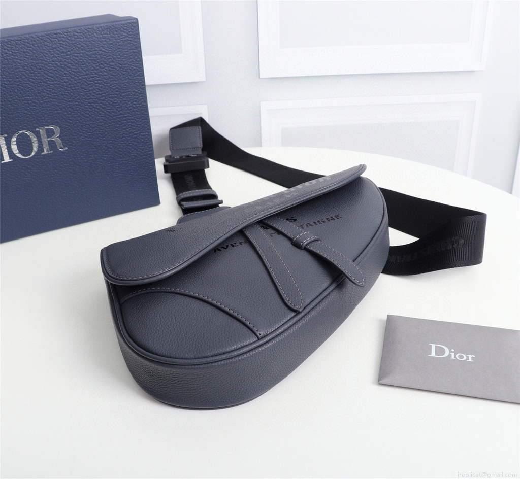 Dior 1ADPO093 Saddle Men Bag Grained Calfskin Gray