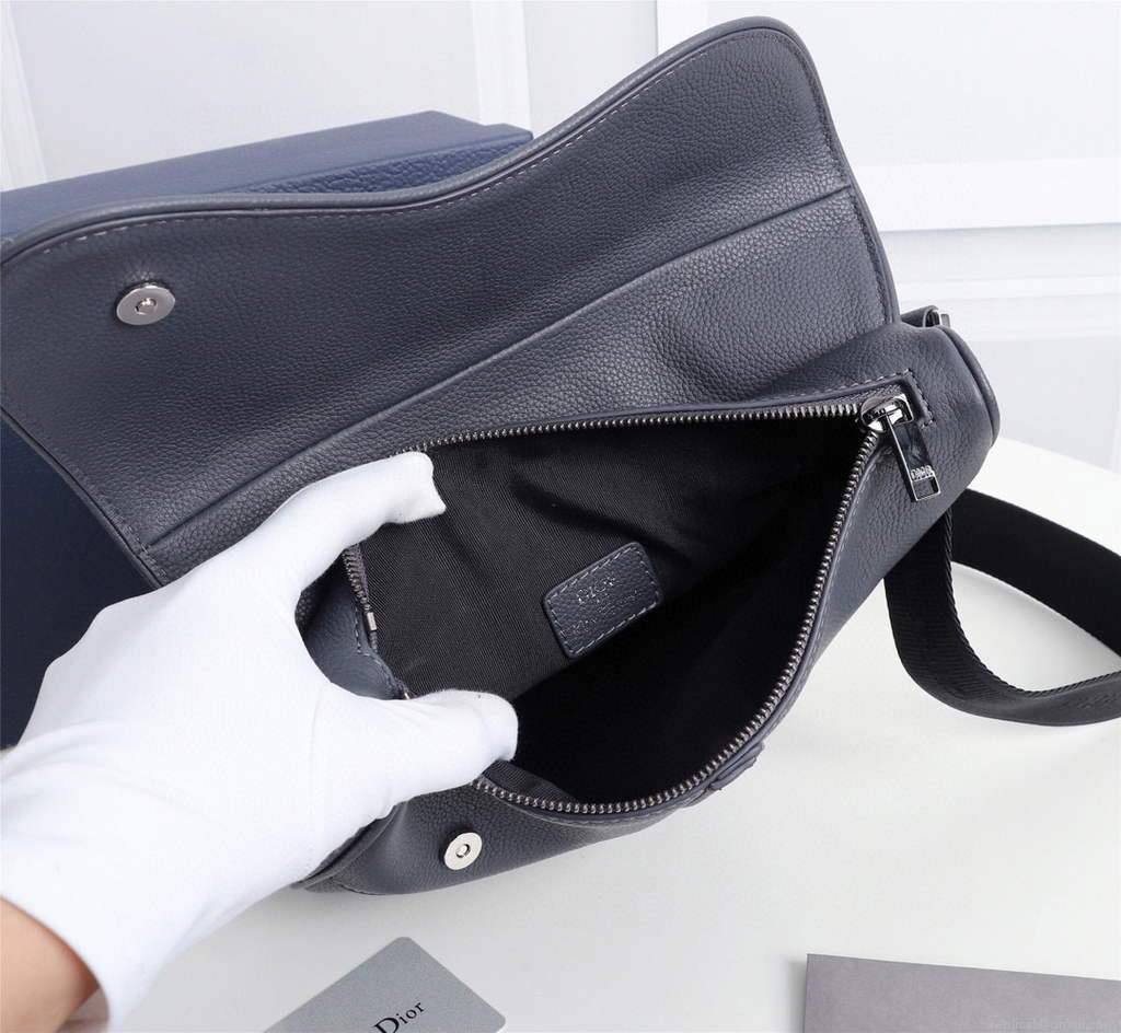 Dior 1ADPO093 Saddle Men Bag Grained Calfskin Gray