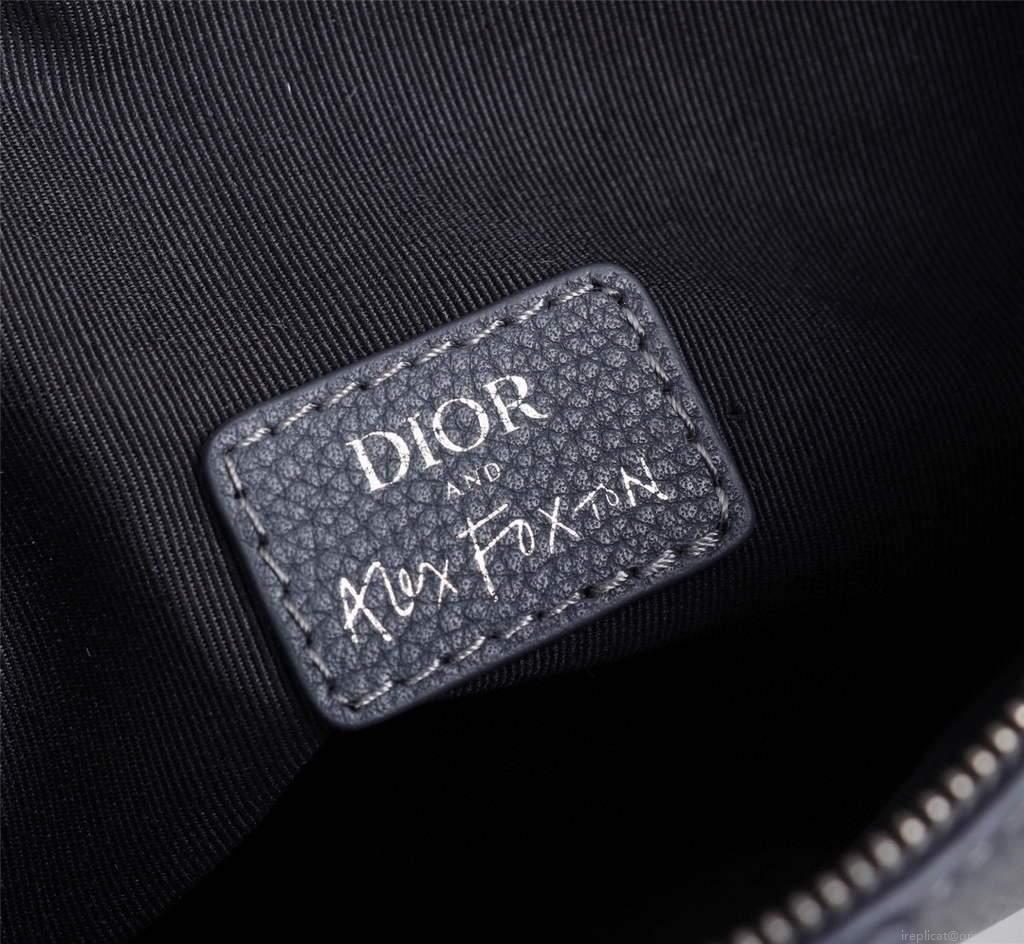 Dior 1ADPO093 Saddle Men Bag Grained Calfskin Gray