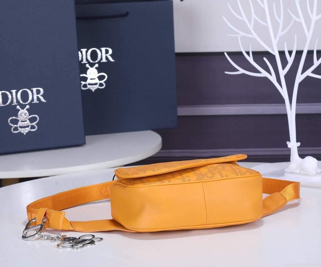 Dior 1ADPO223 Saddle Belt Bag Dior Oblique Galaxy Leather Yellow