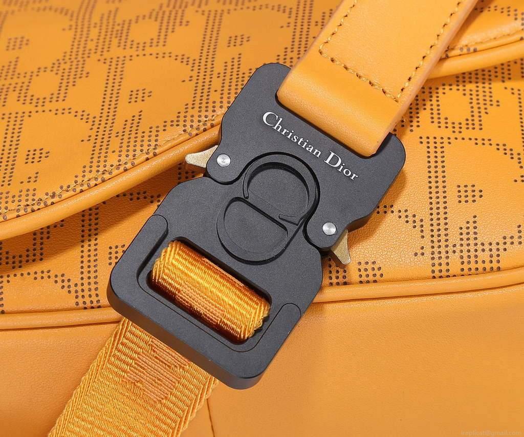 Dior 1ADPO223 Saddle Belt Bag Dior Oblique Galaxy Leather Yellow