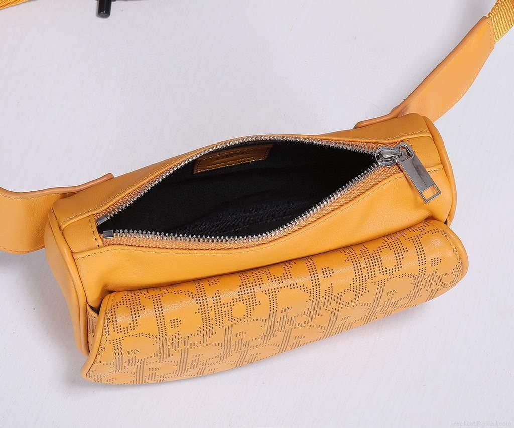 Dior 1ADPO223 Saddle Belt Bag Dior Oblique Galaxy Leather Yellow