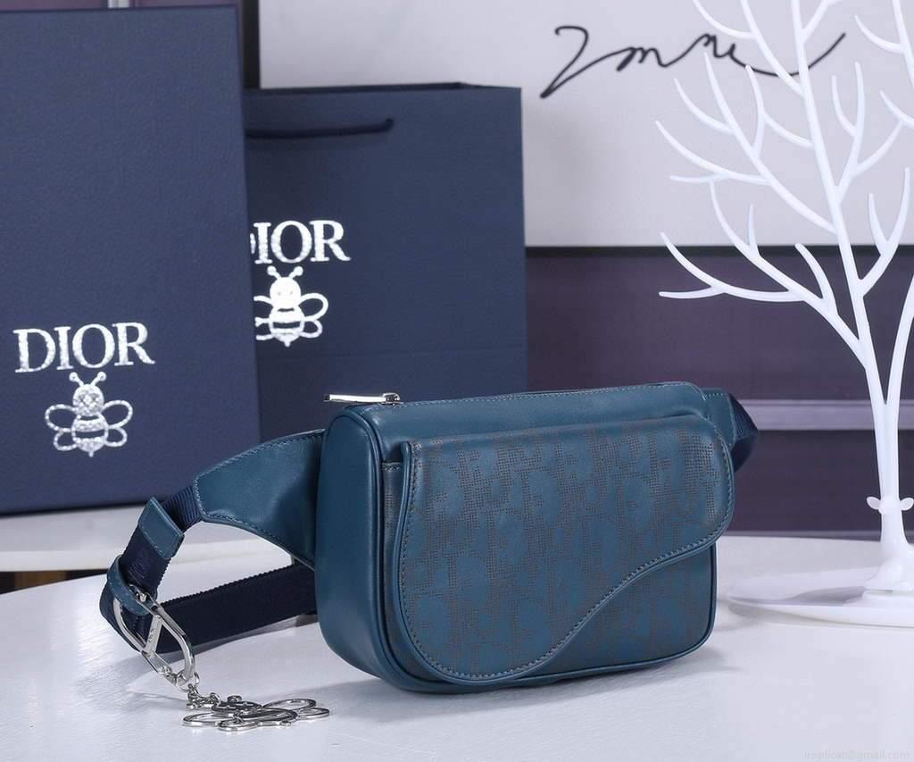 Dior 1ADPO223 Saddle Belt Bag Leather Blue