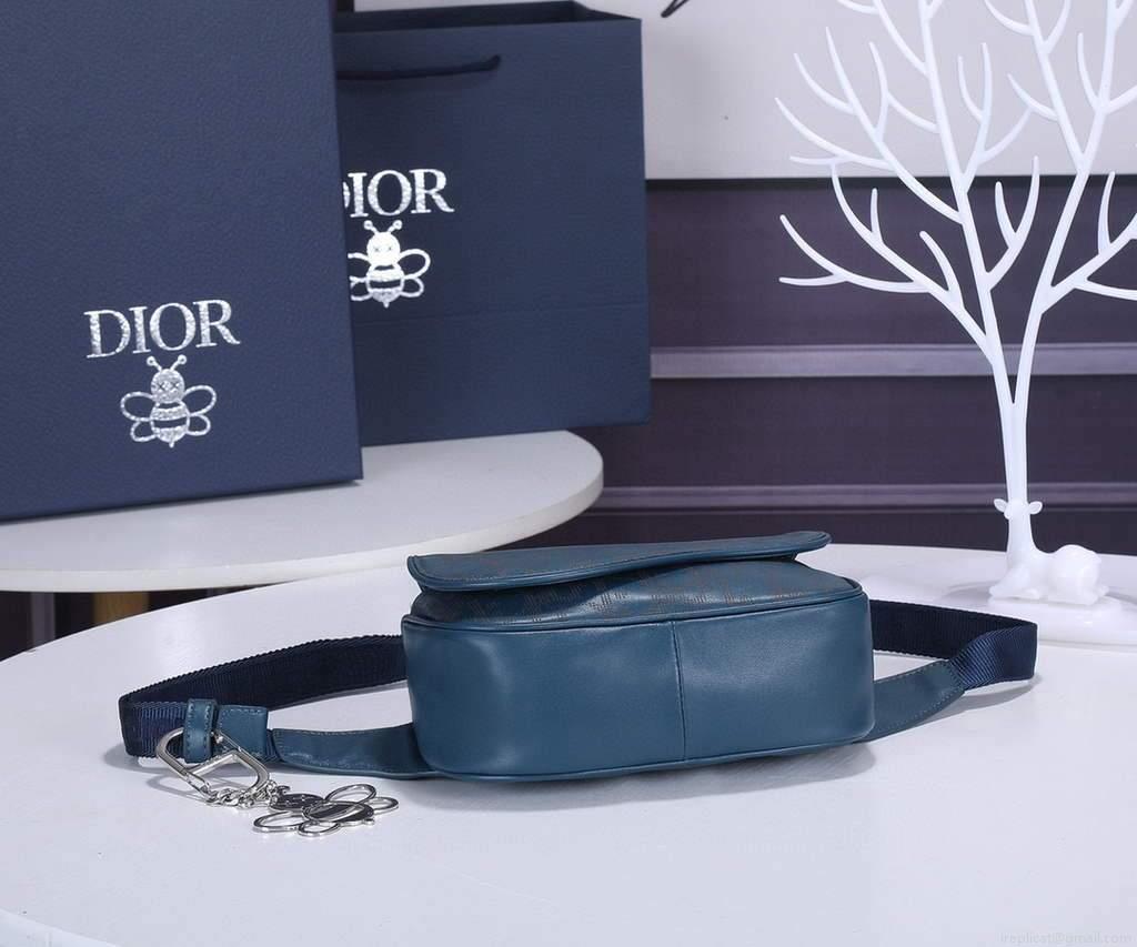 Dior 1ADPO223 Saddle Belt Bag Leather Blue