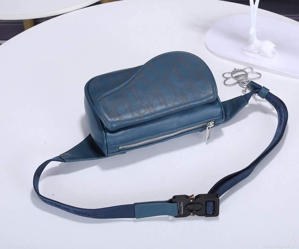 Dior 1ADPO223 Saddle Belt Bag Leather Blue