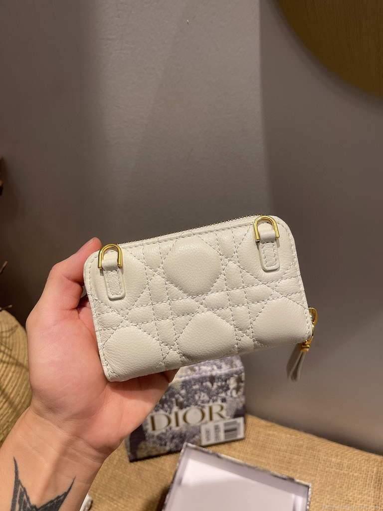 Dior Caro Mini zipper clutch 5087 White