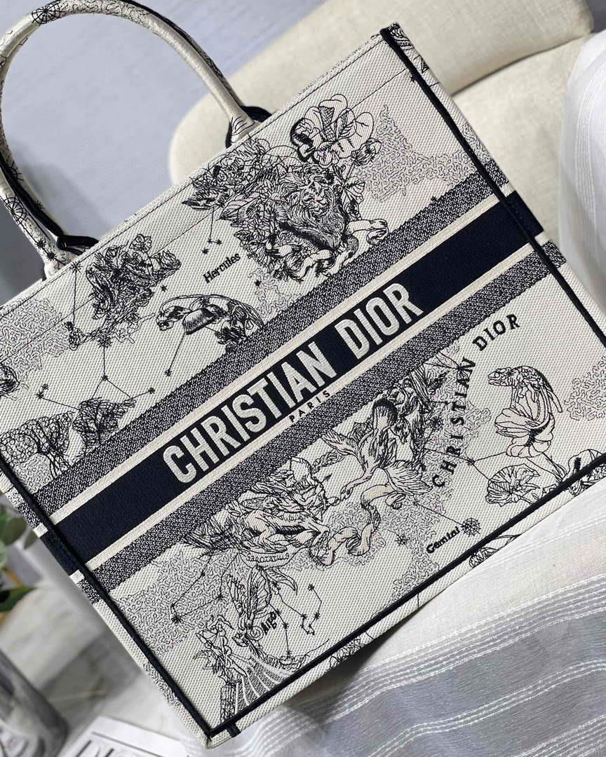 Dior M1286 Large Book Tote Toile de Jouy Zodiac latte embroidery