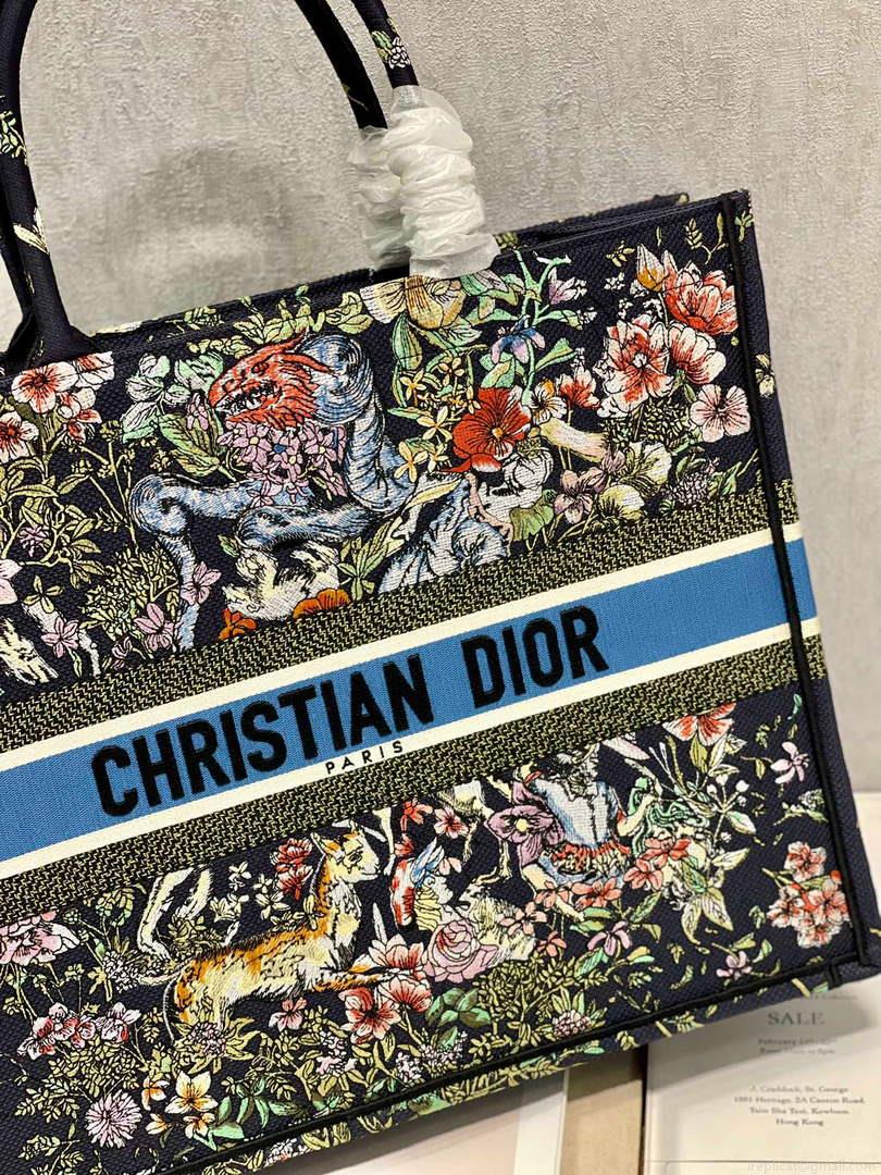 Dior M1286 Large Book Tote D-Constellation embroidery in shades of blue