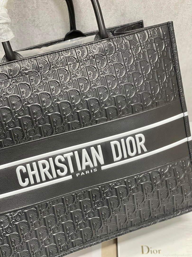 Dior M1286 Large Book Tote Black Perforated and Embossed Oblique Calfskin