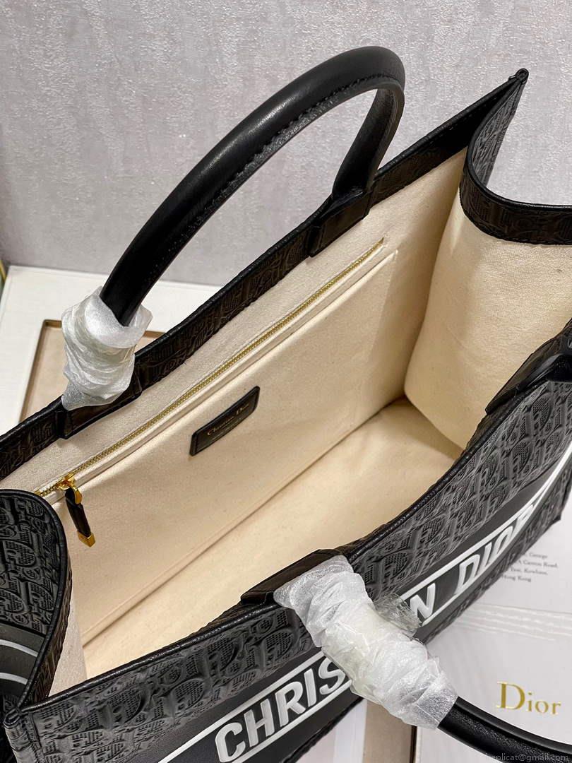 Dior M1286 Large Book Tote Black Perforated and Embossed Oblique Calfskin
