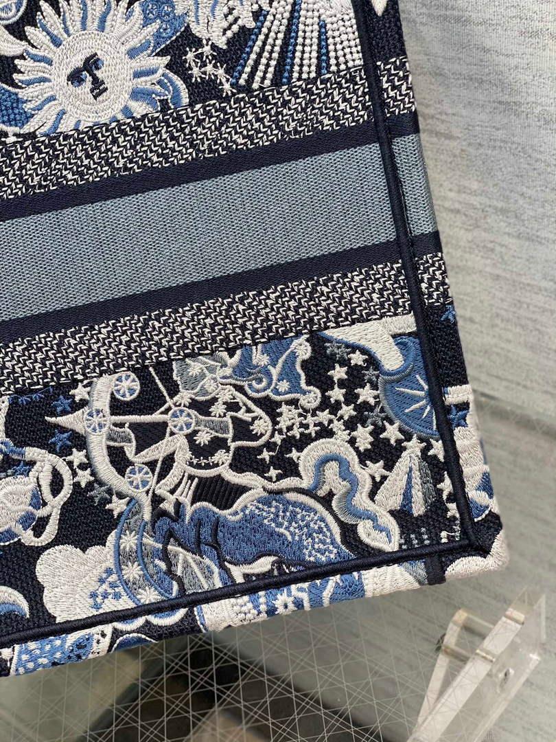 Dior M1296 Medium Book Tote Blue Multicolor Zodiac Fantastico Embroidery