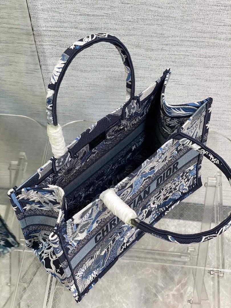 Dior M1296 Medium Book Tote Blue Multicolor Zodiac Fantastico Embroidery