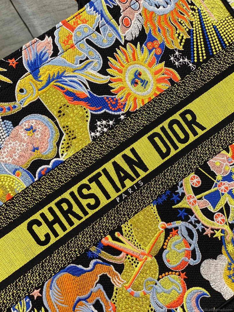 Dior M1286 Large Book Tote Black Multicolor Zodiac Fantastico Embroidery