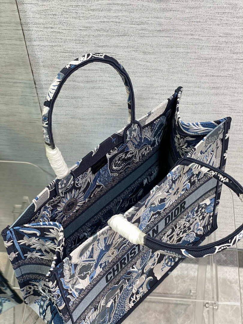 Dior M1286 Large Book Tote Blue Multicolor Zodiac Fantastico Embroidery
