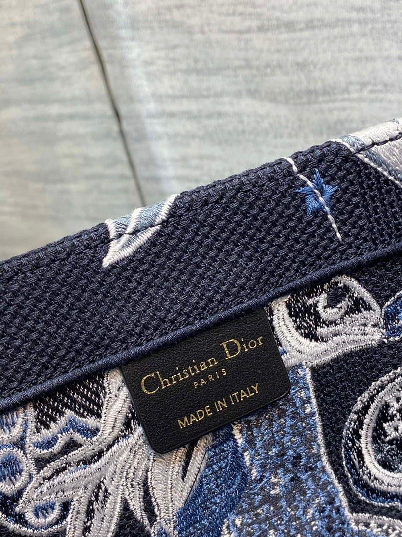 Dior M1286 Large Book Tote Blue Multicolor Zodiac Fantastico Embroidery
