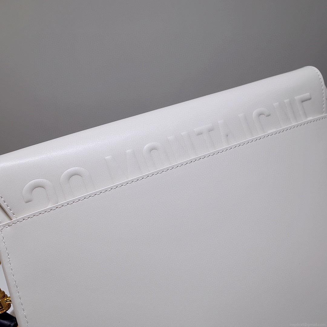 Dior M9320 Large Bobby Bag white Box Calfskin with Blue Oblique Strap