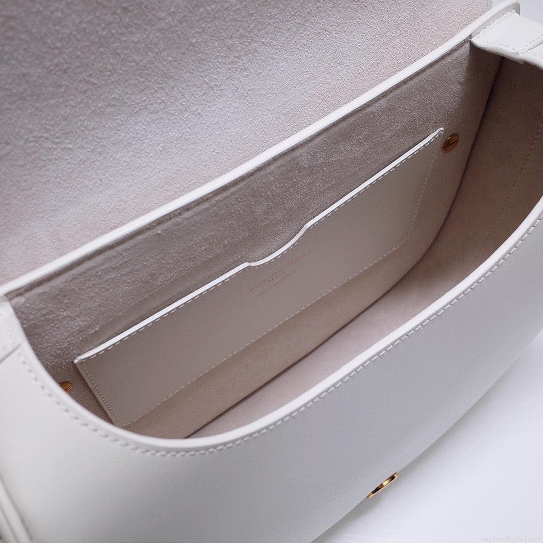 Dior M9320 Large Bobby Bag white Box Calfskin with Blue Oblique Strap