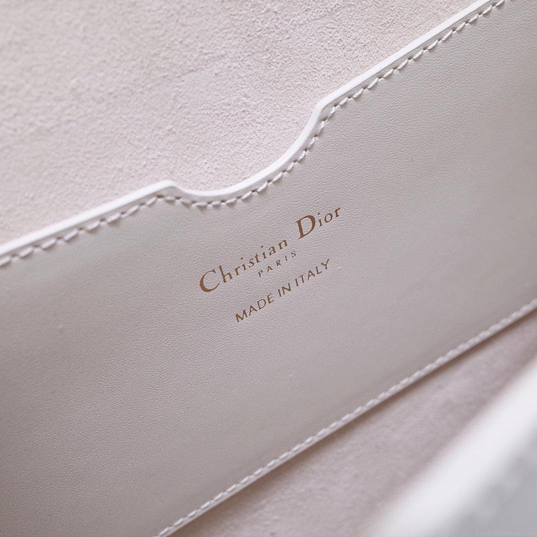 Dior M9320 Large Bobby Bag white Box Calfskin with Blue Oblique Strap