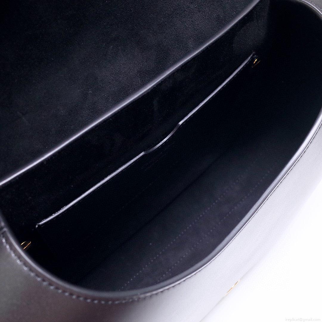 Dior M9320 Large Bobby Bag Black Box Calfskin with Blue Oblique Strap