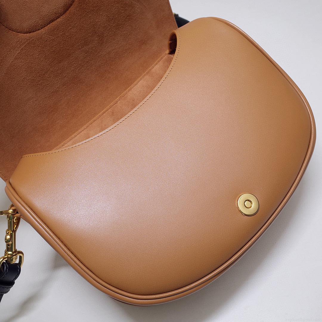 Dior M9320 Large Bobby Bag Tan Box Calfskin with Blue Oblique Strap