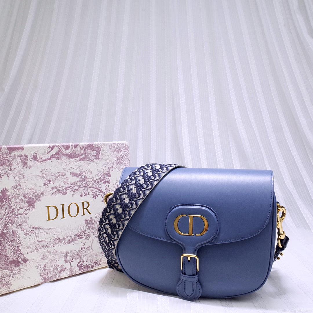 Dior M9320 Large Bobby Bag Blue Box Calfskin with Blue Oblique Strap