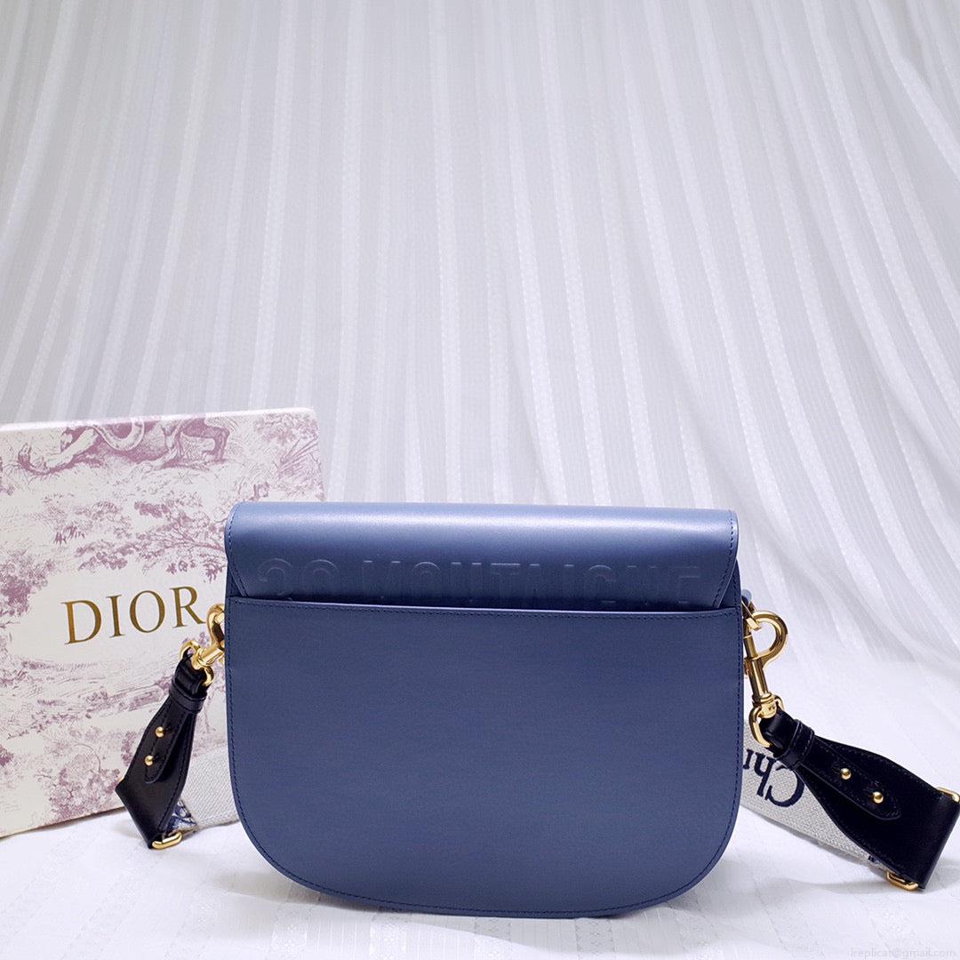Dior M9320 Large Bobby Bag Blue Box Calfskin with Blue Oblique Strap