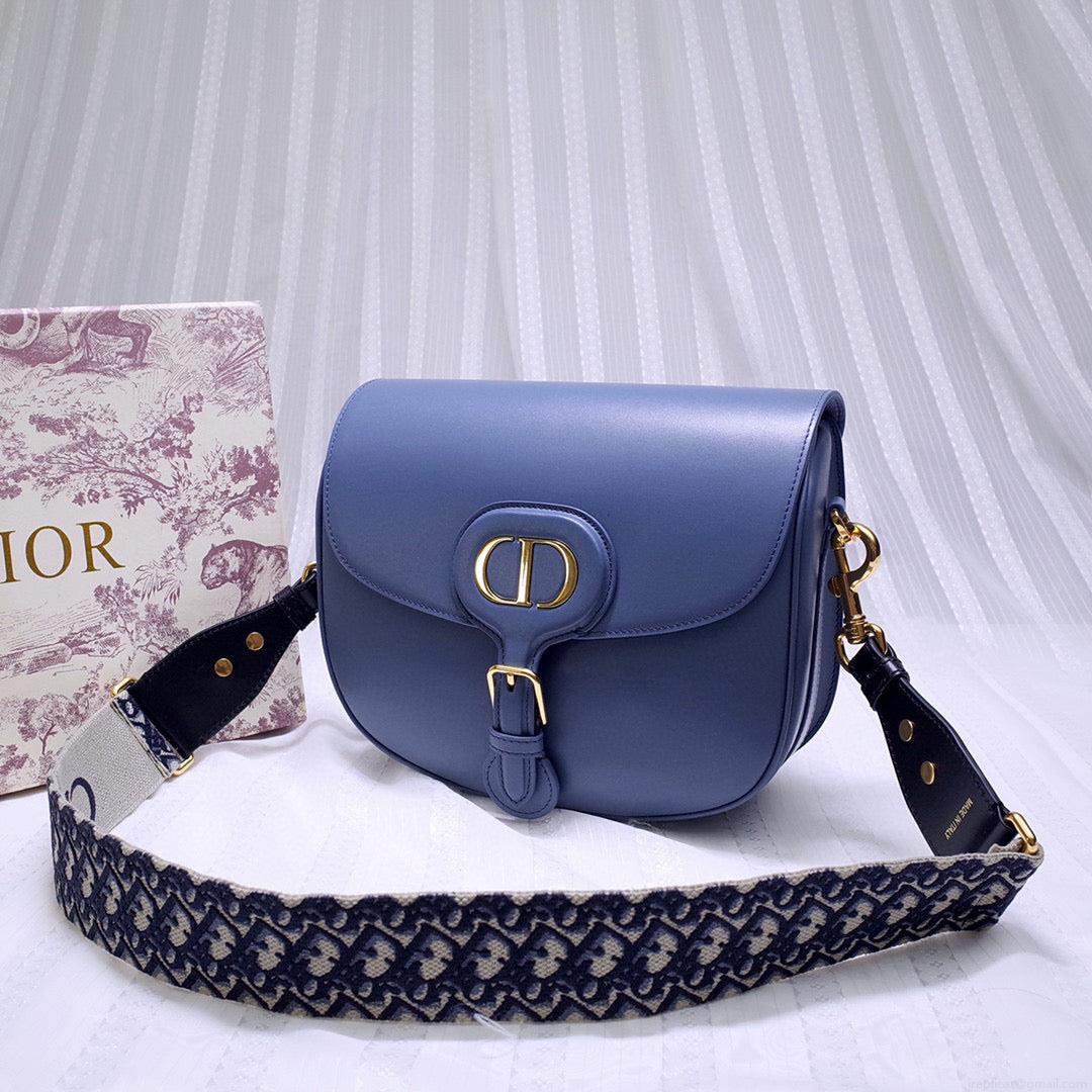 Dior M9320 Large Bobby Bag Blue Box Calfskin with Blue Oblique Strap