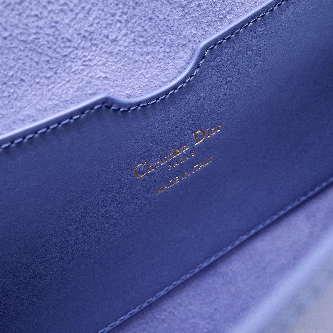 Dior M9320 Large Bobby Bag Blue Box Calfskin with Blue Oblique Strap