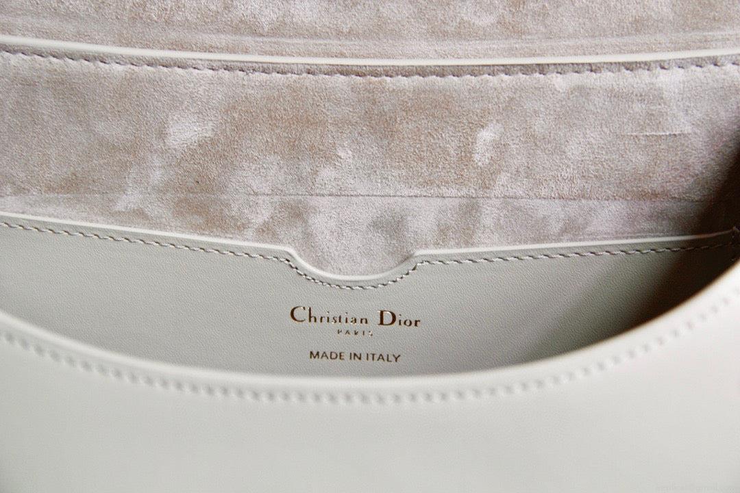 Dior M9320 Large Bobby Bag Beige Box Calfskin with Blue Oblique Strap