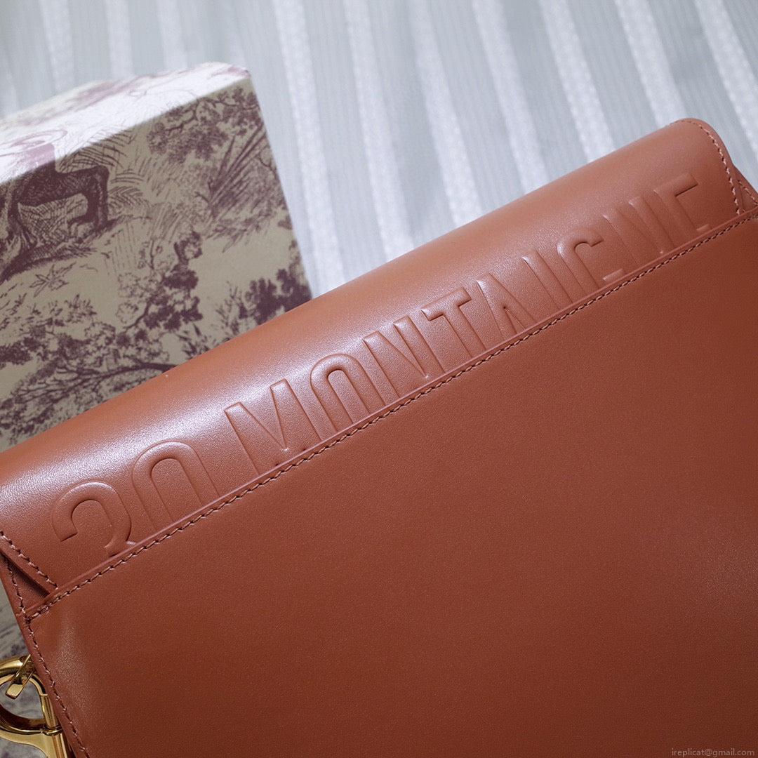 Dior M9320 Large Bobby Bag Brown Box Calfskin with Blue Oblique Strap