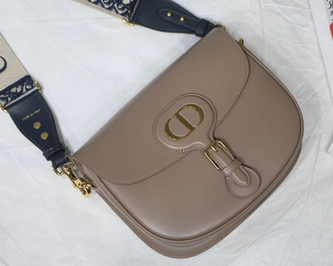 Dior M9320 Large Bobby Bag Light Pink Box Calfskin with Blue Oblique Strap