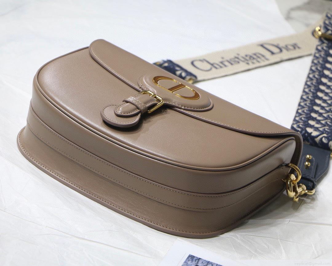 Dior M9320 Large Bobby Bag Light Pink Box Calfskin with Blue Oblique Strap