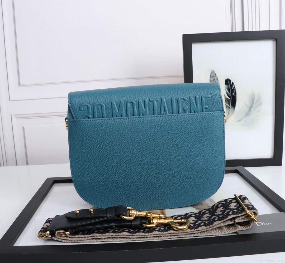Dior M9320 Large Bobby Bag Blue Grained Calfskin with Blue Dior Oblique Strap