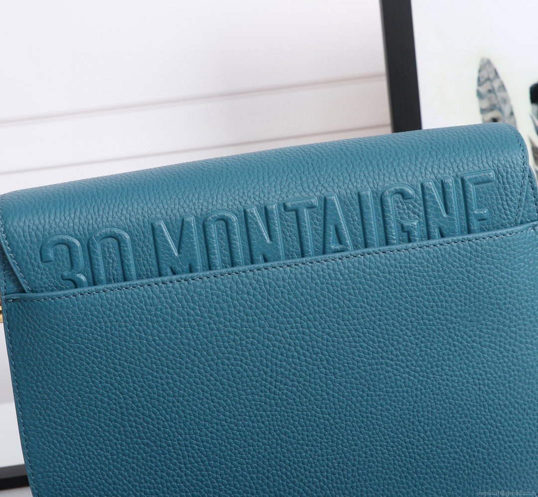 Dior M9320 Large Bobby Bag Blue Grained Calfskin with Blue Dior Oblique Strap