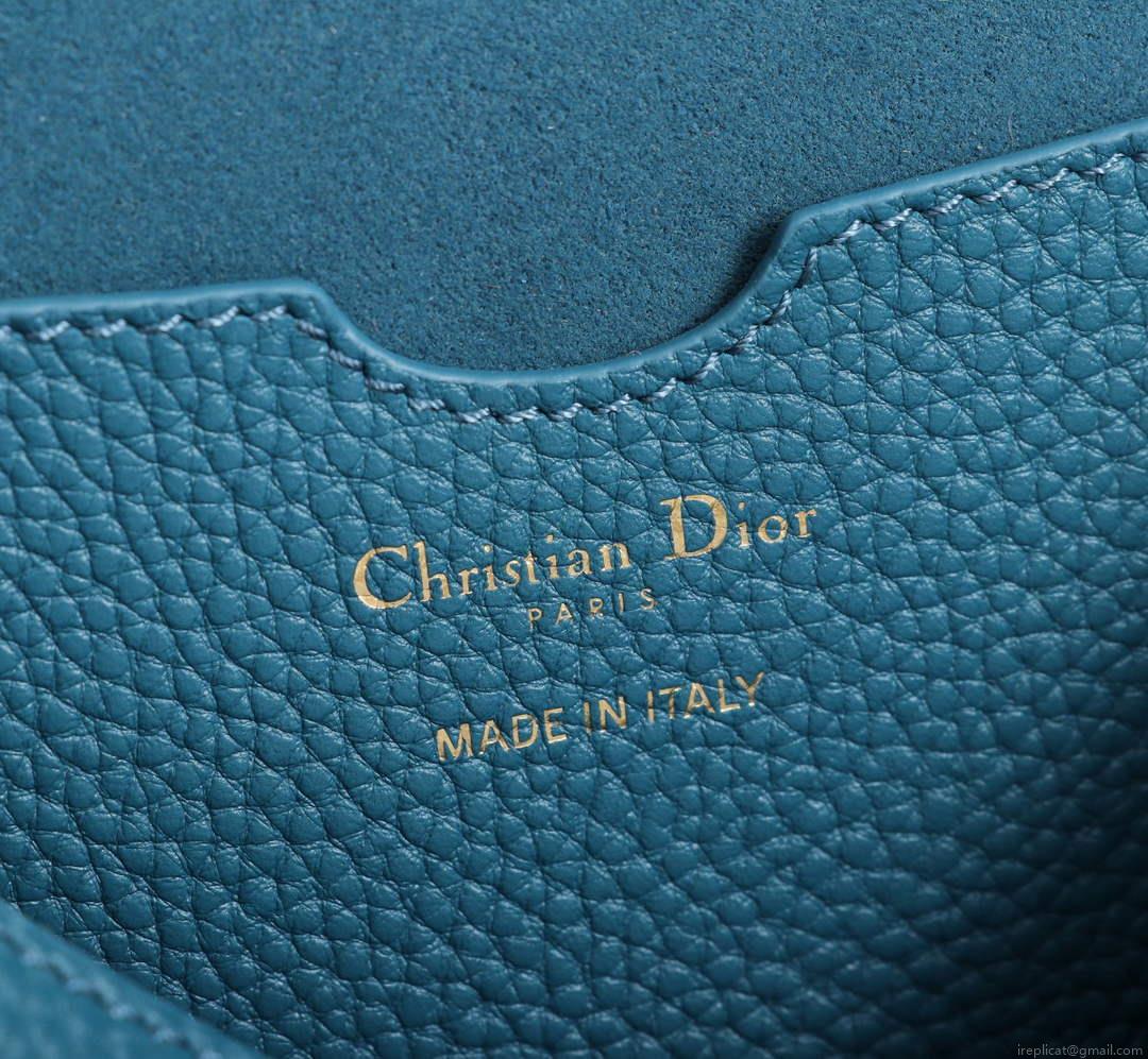 Dior M9320 Large Bobby Bag Blue Grained Calfskin with Blue Dior Oblique Strap
