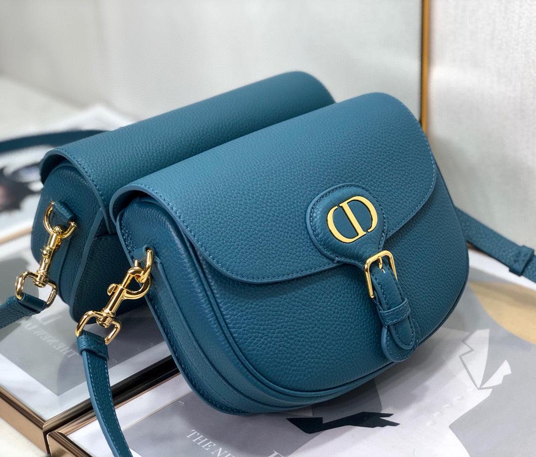 Dior M9319 Medium Bobby Bag Blue Grained Calfskin