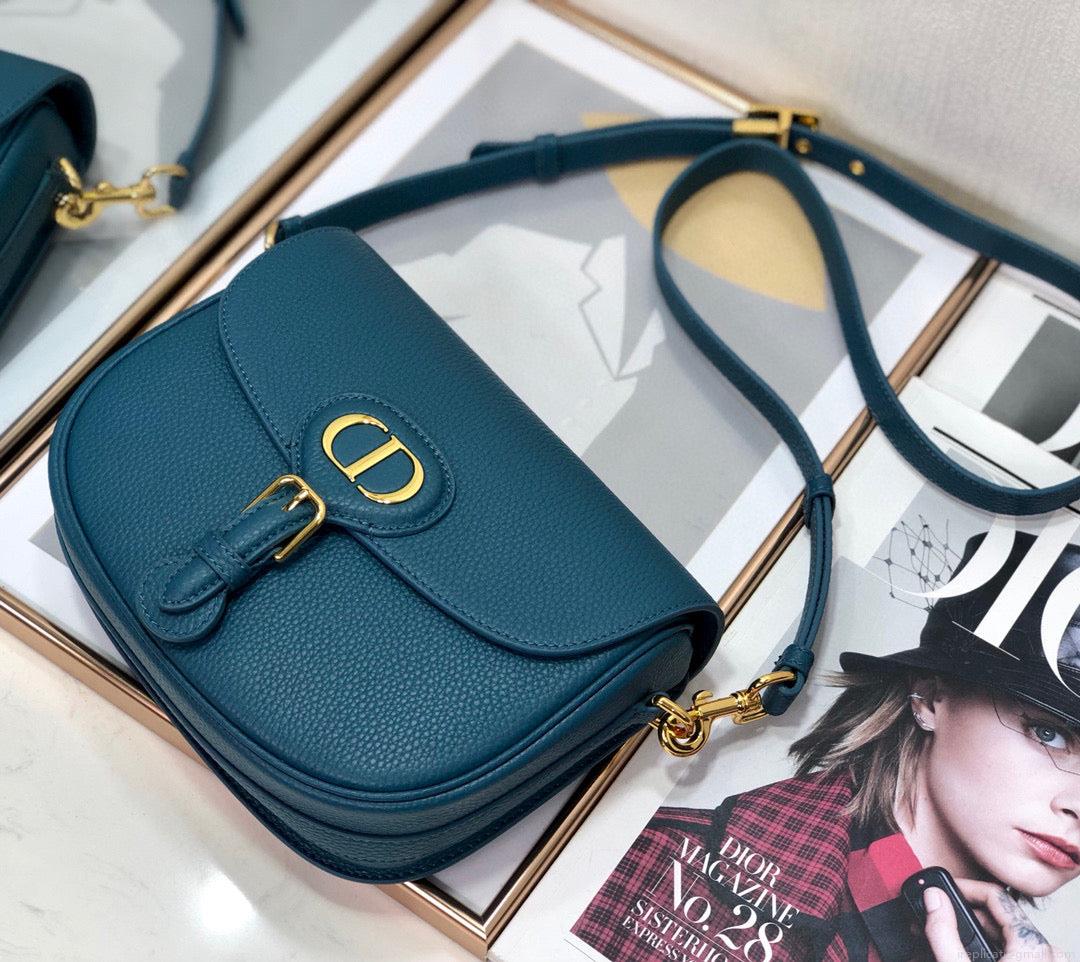 Dior M9319 Medium Bobby Bag Blue Grained Calfskin
