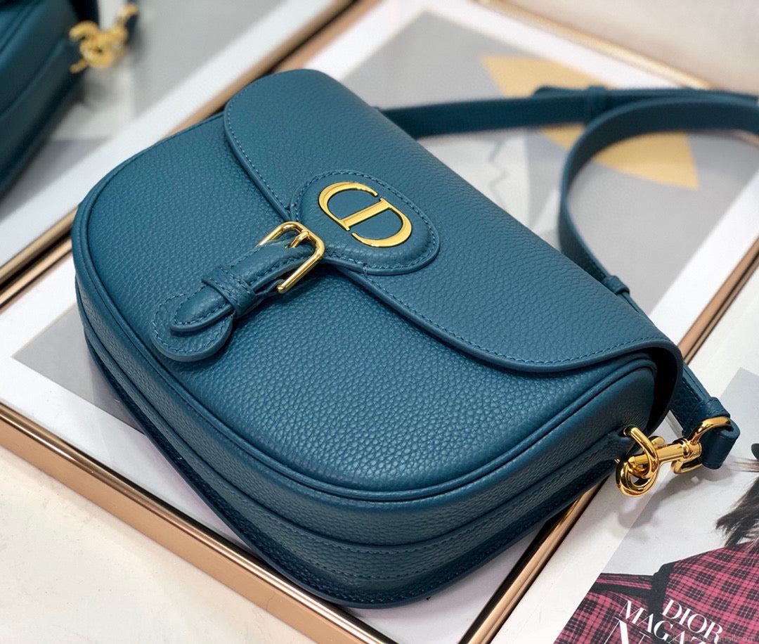 Dior M9319 Medium Bobby Bag Blue Grained Calfskin