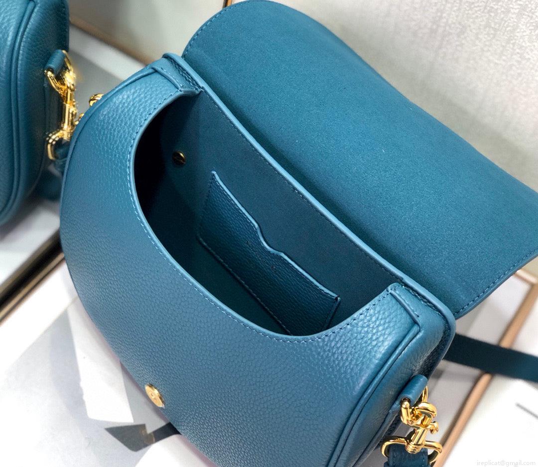 Dior M9319 Medium Bobby Bag Blue Grained Calfskin