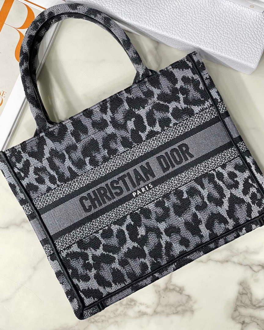 Dior M1265 Small Book Tote Gray Multicolor Mizza Embroidery