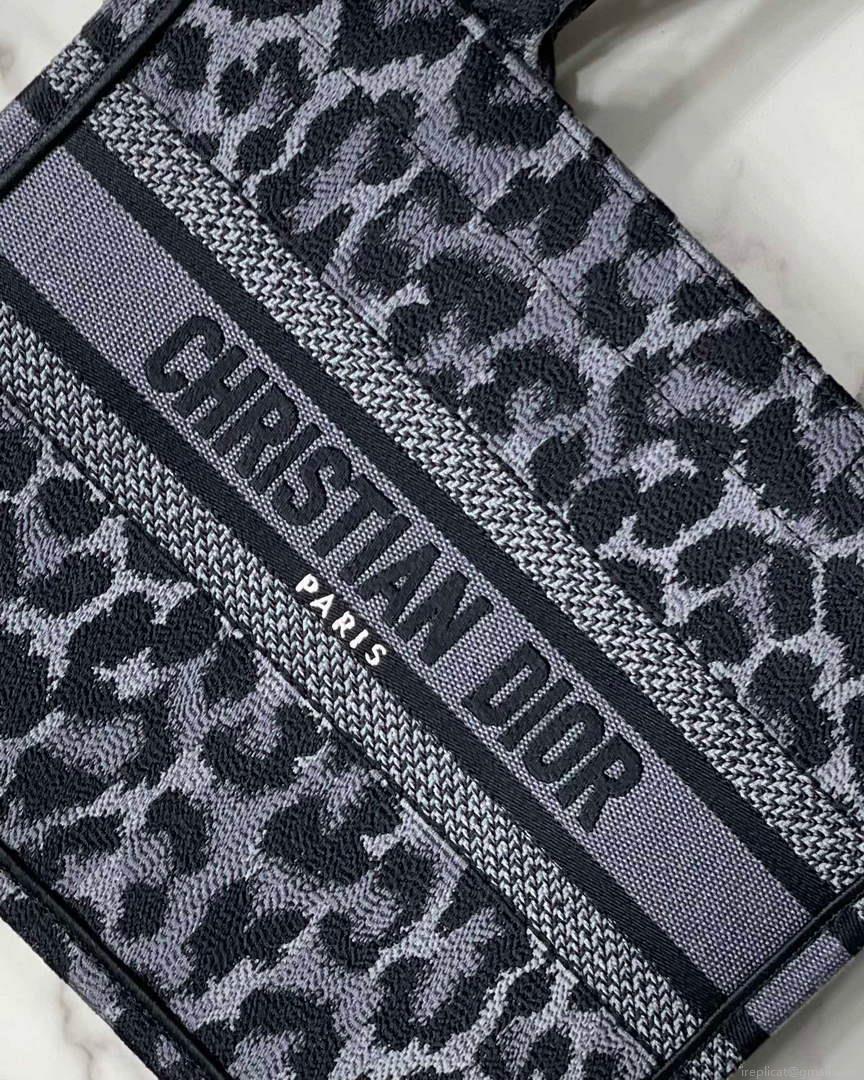 Dior M1265 Small Book Tote Gray Multicolor Mizza Embroidery